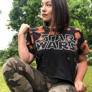 Custom cropped tye-dye Star Wars tee